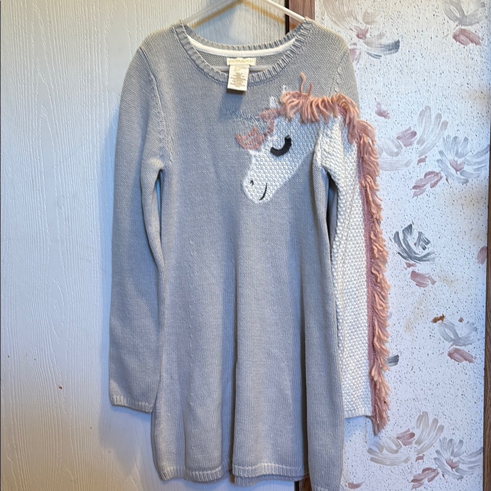 Cynthia Rowley Gray and White Unicorn Sweater Dress